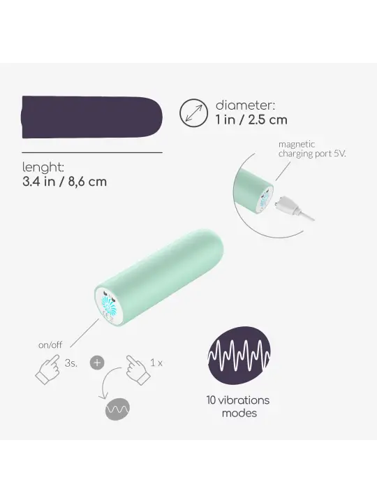 QUACKERS BALA VIBRATÓRIA RECARREGÁVEL POR USB VERDE MENTA CRUSHIOUS