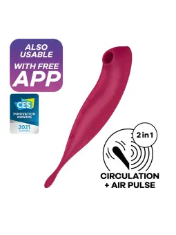 VIBRADOR TWIRLING PRO SATISFYER COM APLICAÇÃO CONNECT VERMELHO