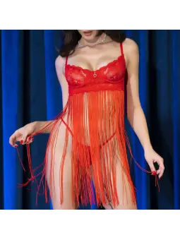 CAMISA DE NOITE E TANGA CR-4496 VERMELHA CHILIROSE