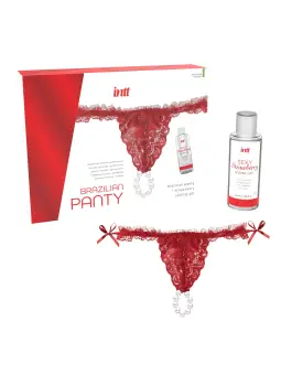 CUECAS BRASILEIRAS VERMELHAS COM PÉROLAS E GEL LUBRIFICANTE 50ML INTT