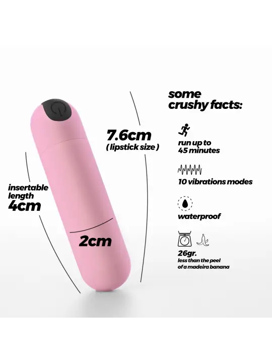 IMOAN BALA VIBRATÓRIA RECARREGÁVEL ROSA PASTEL CRUSHIOUS