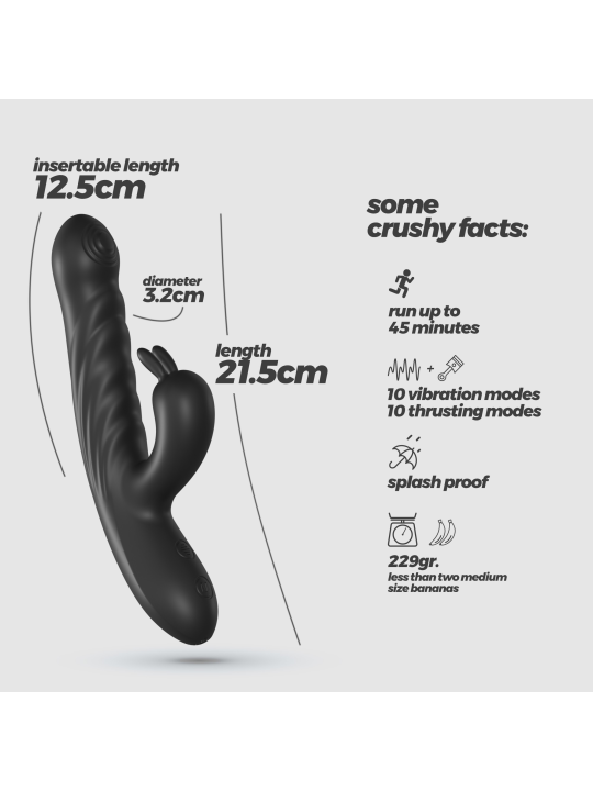 LAPIN VIBRADOR RECARREGÁVEL RABBIT COM IMPULSO PRETO CRUSHIOUS