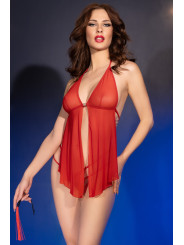 CAMISA DE NOITE E TANGA CR-4695 VERMELHA CHILIROSE