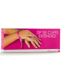 ALGEMAS DESCARTÁVEIS DE PLÁSTICO OUCH! ZIP TIE CUFFS EXTENDED ROSA