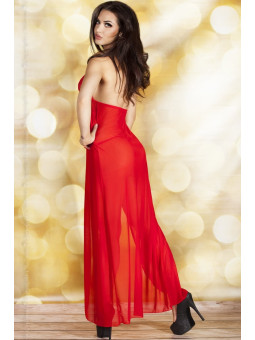 CAMISA DE NOITE E TANGA CR-3275 VERMELHA