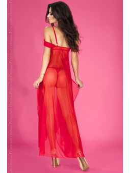 CAMISA DE NOITE E TANGA CR-3716 VERMELHA