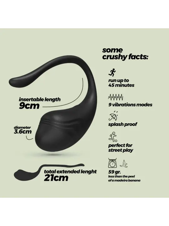 OVO VIBRATÓRIO RECARREGÁVEL COM COMANDO TAMAGO CRUSHIOUS PRETO