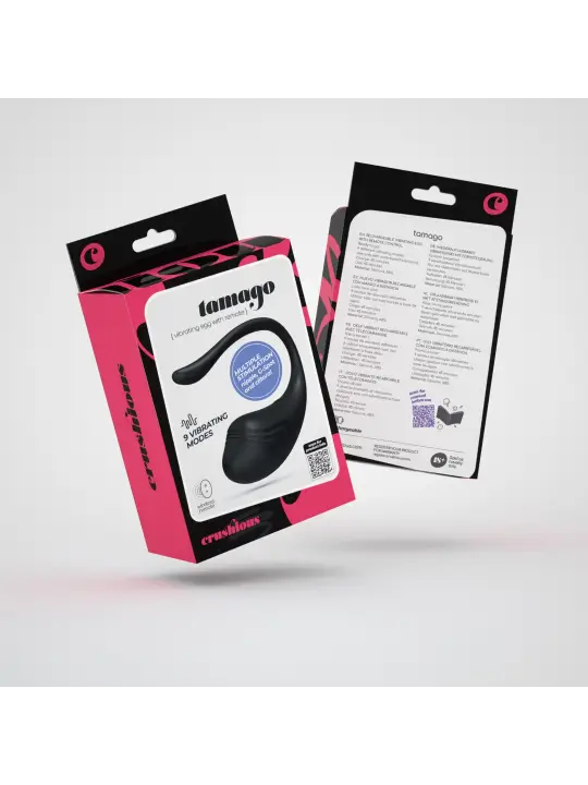 OVO VIBRATÓRIO RECARREGÁVEL COM COMANDO TAMAGO CRUSHIOUS PRETO