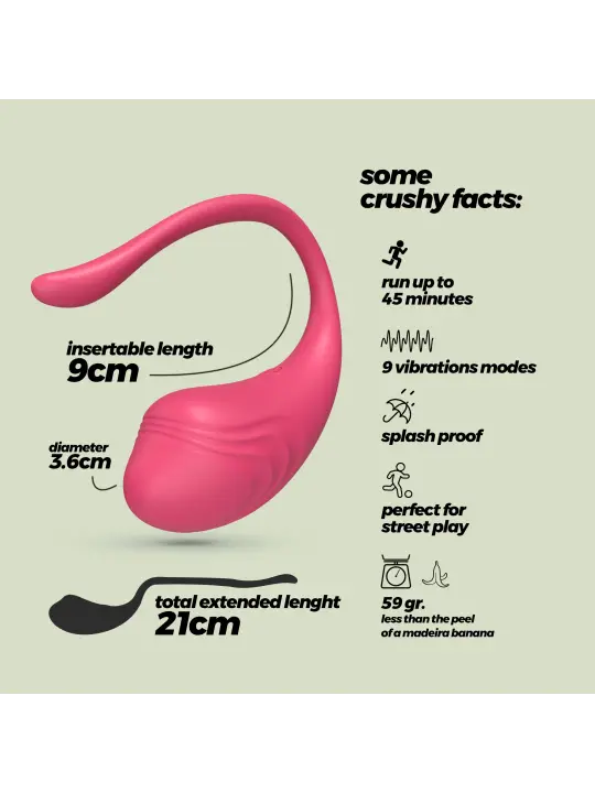 OVO VIBRATÓRIO RECARREGÁVEL COM COMANDO TAMAGO CRUSHIOUS ROSA
