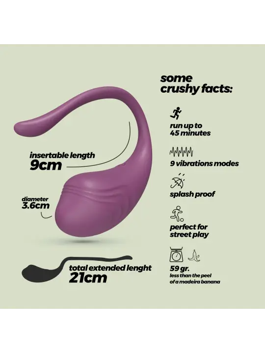 OVO VIBRATÓRIO RECARREGÁVEL COM COMANDO TAMAGO CRUSHIOUS ROXO