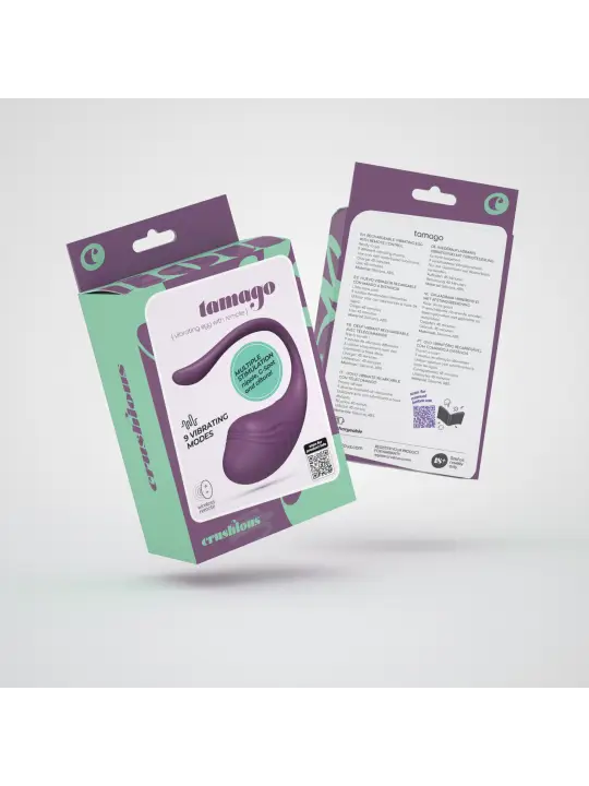 OVO VIBRATÓRIO RECARREGÁVEL COM COMANDO TAMAGO CRUSHIOUS ROXO