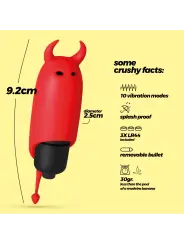 O-PET DIABO COM BALA DE 10 VIBRAÇÕES VERMELHO CRUSHIOUS