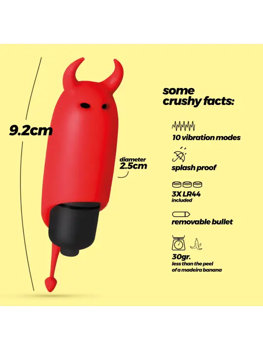 O-PET DIABO COM BALA DE 10 VIBRAÇÕES VERMELHO CRUSHIOUS