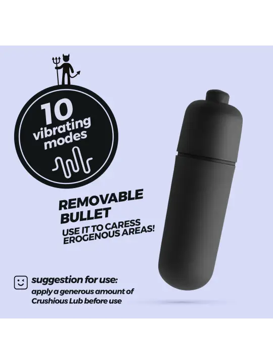 O-PET DIABO COM BALA DE 10 VIBRAÇÕES PRETO CRUSHIOUS
