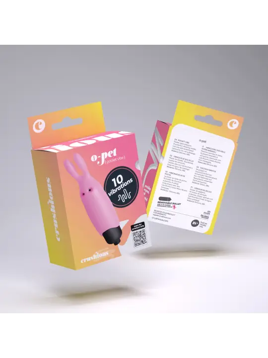 O-PET COELHO COM BALA DE 10 VIBRAÇÕES ROSA PASTEL CRUSHIOUS
