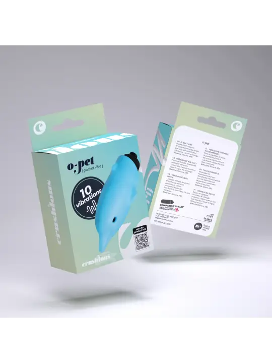 O-PET GOLFINHO COM BALA DE 10 VIBRAÇÕES AZUL CRUSHIOUS