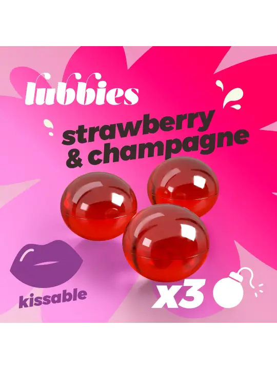 LUBBIES BOLINHAS DE ÓLEO BEIJÁVEIS MORANGO & CHAMPANHE CRUSHIOUS