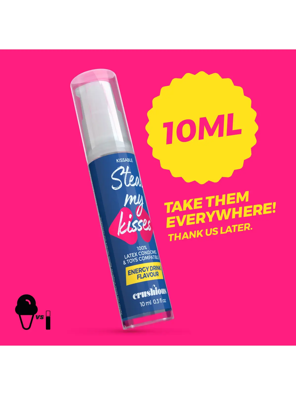 GEL LUBRIFICANTE STEAL MY KISSES COM SABOR A BEBIDA ENERGÉTICA CRUSHIOUS 10ML