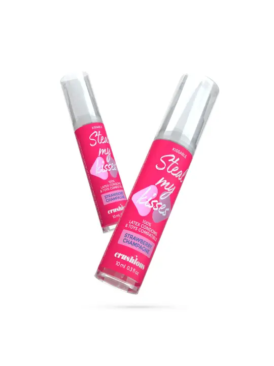 GEL LUBRIFICANTE STEAL MY KISSES COM SABOR A CHAMPANHE COM MORANGO CRUSHIOUS 10ML