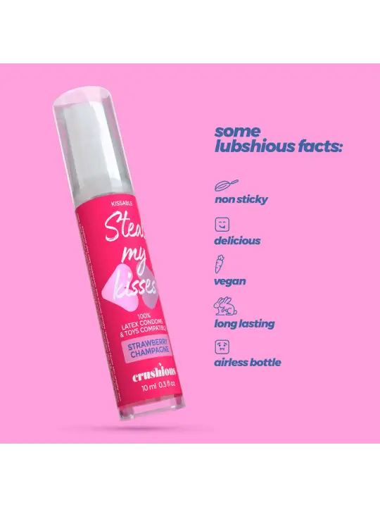 GEL LUBRIFICANTE STEAL MY KISSES COM SABOR A CHAMPANHE COM MORANGO CRUSHIOUS 10ML