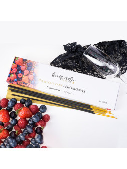 EMBALAGEM DE 25 INCENSOS COM FEROMONAS AROMA FRUTOS VERMELHOS TENTACIÓN PLAY SEX