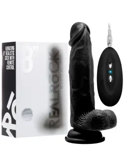 VIBRADOR REALÍSTICO COM TESTÍCULOS REALROCK 8” PRETO