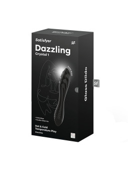 DILDO DE VIDRO DAZZLING CRYSTAL 1 PRETO SATISFYER
