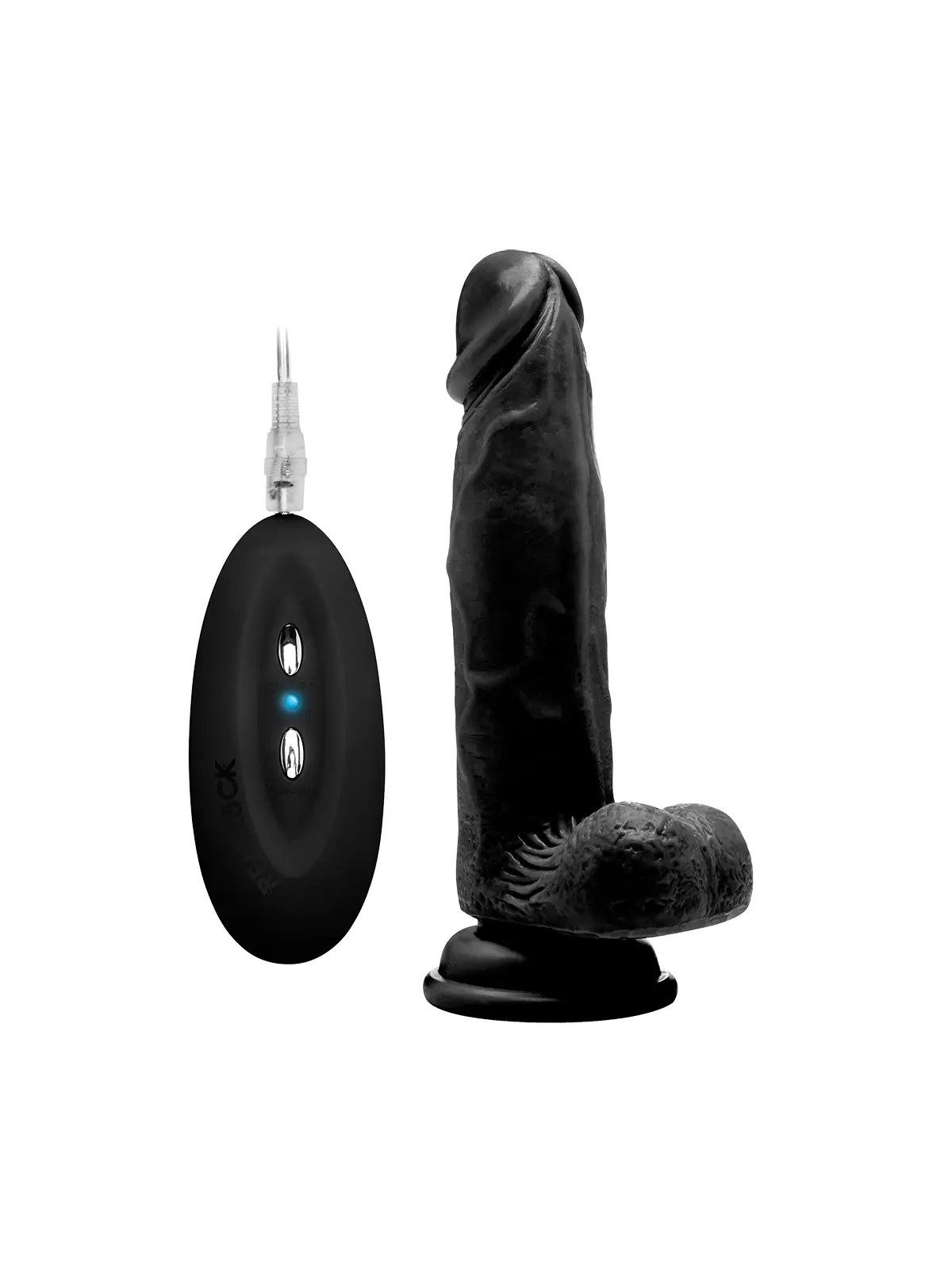 VIBRADOR REALÍSTICO COM TESTÍCULOS REALROCK 8” PRETO