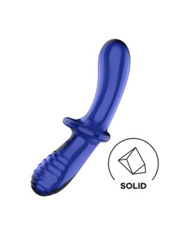 DILDO DE VIDRO DOUBLE CRYSTAL AZUL SATISFYER