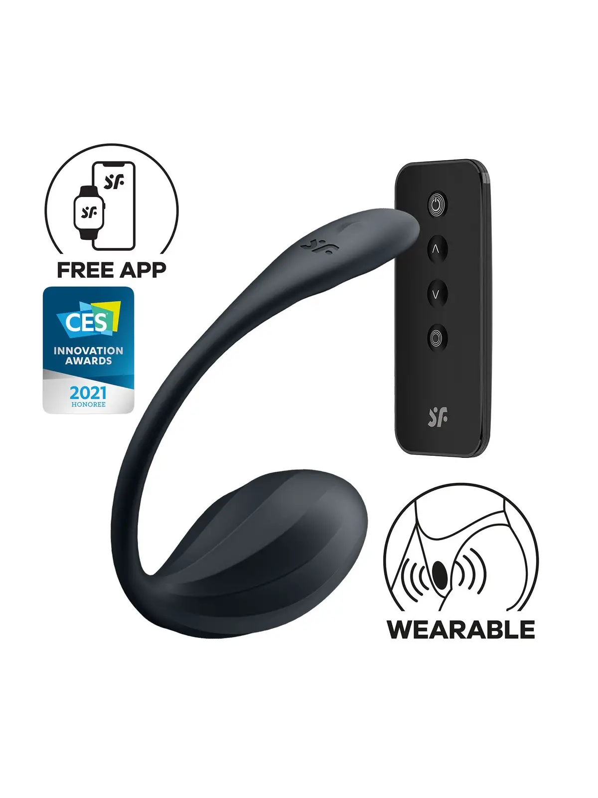 OVO VIBRATÓRIO COM APLICAÇÃO RIBBED PETAL CONNECT APP PRETO SATISFYER