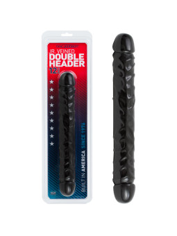 DILDO DUPLO JR. VEINED DOUBLE HEADER 12'' PRETO
