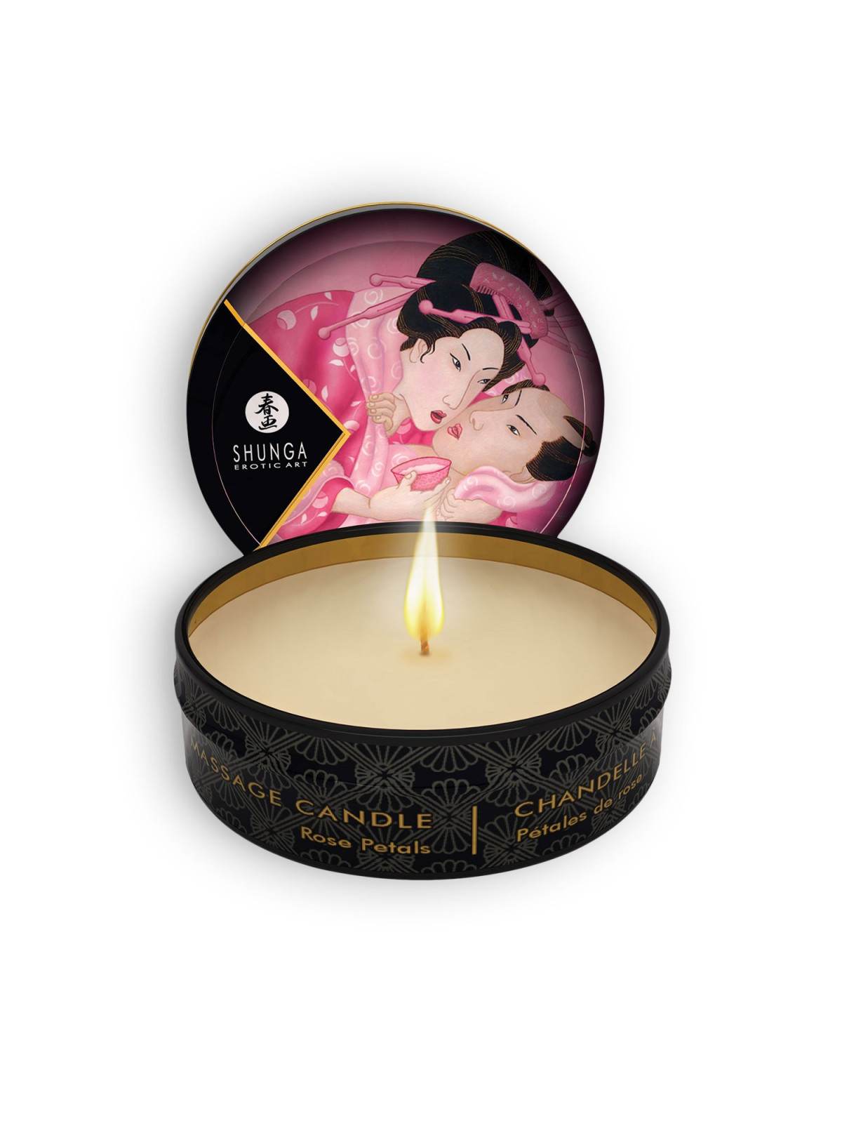 VELA DE MASSAGEM AFRODISÍACA SHUNGA PÉTALAS DE ROSA 30ML