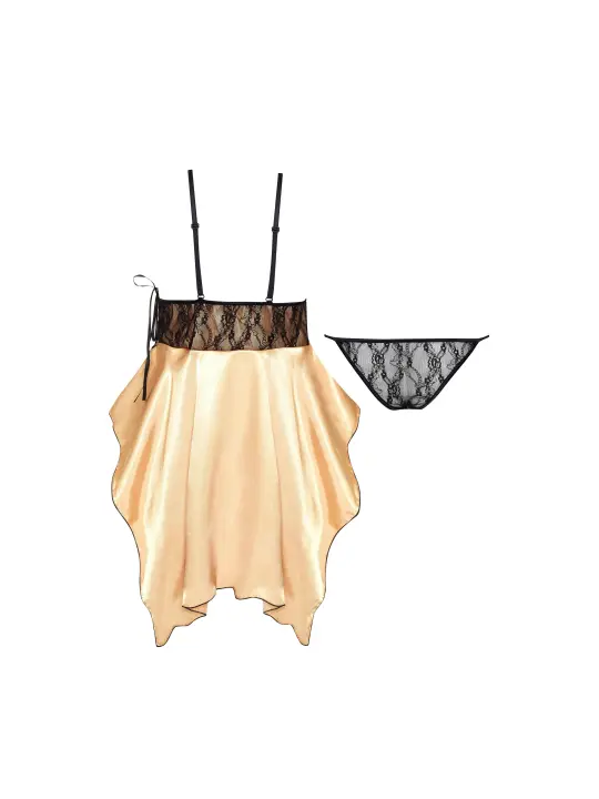 CAMISA DE NOITE E TANGA JULIETA DOURADO BEAUTY NIGHT FASHION CAMISA DE NOITE E TANGA JULIETA DOURADO BEAUTY NIGHT FASHION