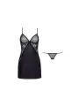 CAMISA DE NOITE E TANGA MARINELA PRETA BEAUTY NIGHT FASHION