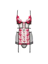 CAMISA DE NOITE E TANGA EVANGELINA VERMELHO BEAUTY NIGHT FASHION
