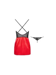 CAMISA DE NOITE E TANGA MARINELA VERMELHO BEAUTY NIGHT FASHION