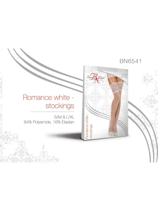 MEIAS DE LIGAS ROMANCE BRANCO BEAUTY NIGHT FASHION