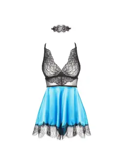 CAMISA DE NOITE E TANGA EVE TURQUESA  BEAUTY NIGHT FASHION