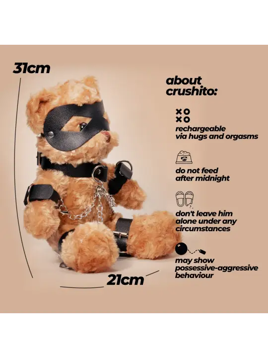 URSO DE PELÚCIA BONDAGE CRUSHITO PRETO 31CM CRUSHIOUS
