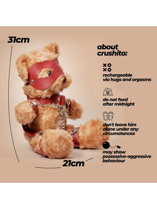 URSO DE PELÚCIA BONDAGE CRUSHITO VERMELHO 31CM CRUSHIOUS