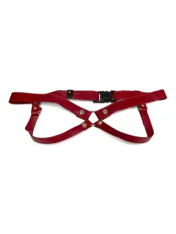 ARNÊS ARTESANAL EM COURO VERMELHO 3 CM/ L LULÚ LAFEM