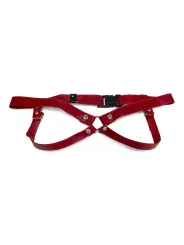 ARNÊS ARTESANAL EM COURO VERMELHO 3 CM/ M LULÚ LAFEM