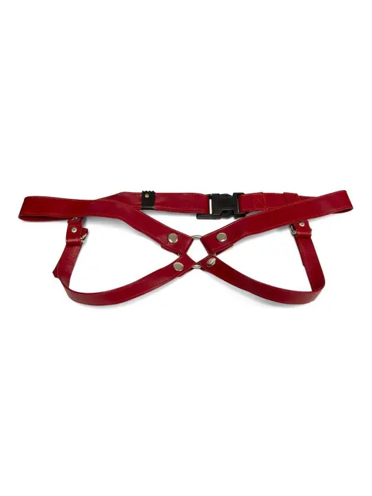 ARNÊS ARTESANAL EM COURO VERMELHO 3 CM/ M LULÚ LAFEM