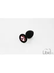 PLUG ANAL DE SILICONE PEQUENO COM JOIA PRETO CANDY LUST