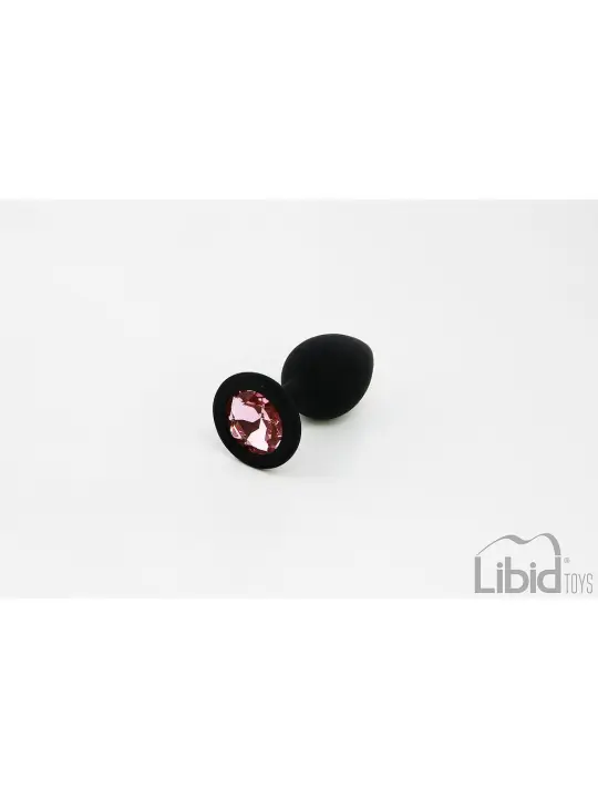 PLUG ANAL DE SILICONE PEQUENO COM JOIA PRETO CANDY LUST