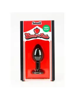 PLUG ANAL DE SILICONE PEQUENO COM JOIA PRETO CANDY LUST