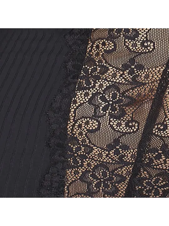CAMISA DE NOITE E TANGA ZOJA PRETO PASSION