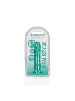 DILDO STRAIGHT REALISTIC CRYSTAL CLEAR 6 /14,5 CM VERDE REALROCK