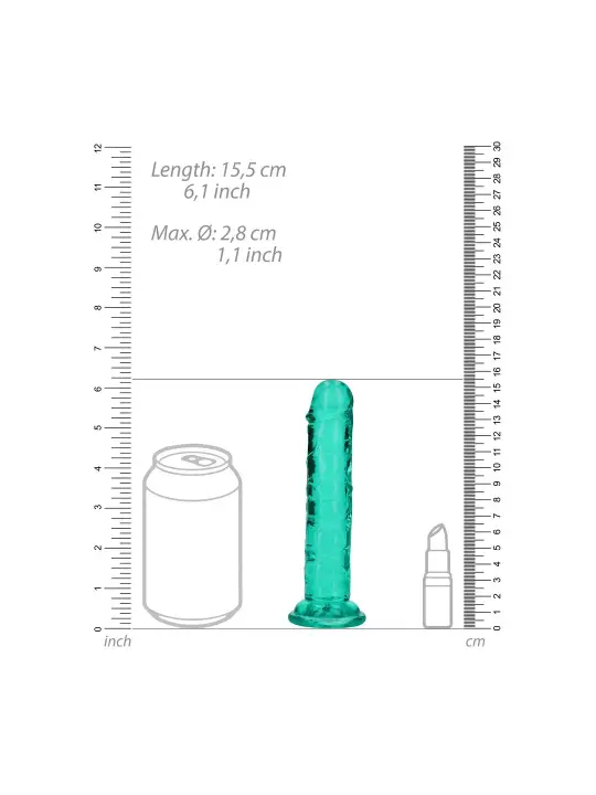 DILDO STRAIGHT REALISTIC CRYSTAL CLEAR 6 /14,5 CM VERDE REALROCK