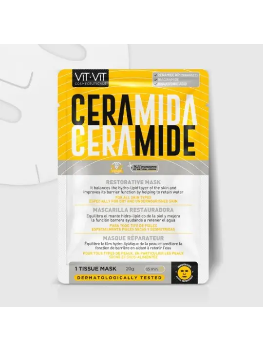 MÁSCARA DE TECIDO FACIAL CERAMIDE RESTORATIVE VIT VIT COSMETICS 20GR